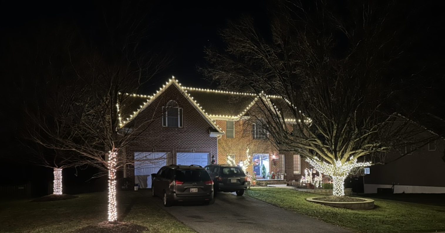 Professional Christmas roofline lighting installation